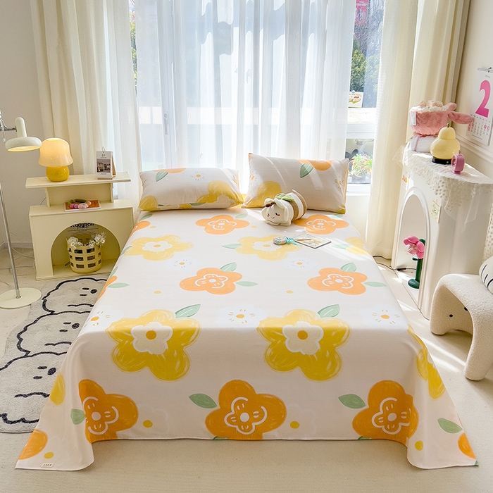 91家纺网 家纺一手货源 找家纺 芃成家纺 2024新款老粗布床单款 玛奇朵-桔