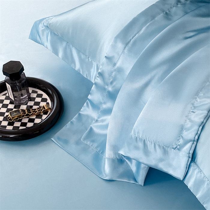 91家纺网 家纺一手货源 找家纺 梦舒羽 2025新款夏季可水洗冰丝四件套单品系列-冰丝枕套 天空蓝