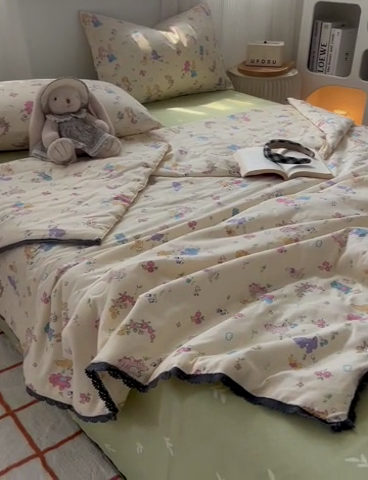 91家纺网 家纺一手货源 找家纺 HL原创 2024新款全棉法式大豆被夏被 XB-童梦园