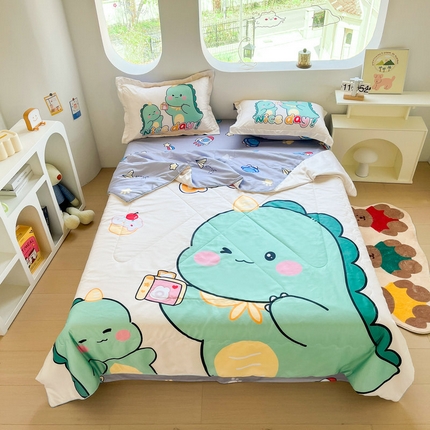 91家纺网 家纺一手货源 找家纺 （总）宝薇 2025新款数码印花卡通大版60支有氧水洗真丝夏被夏被      