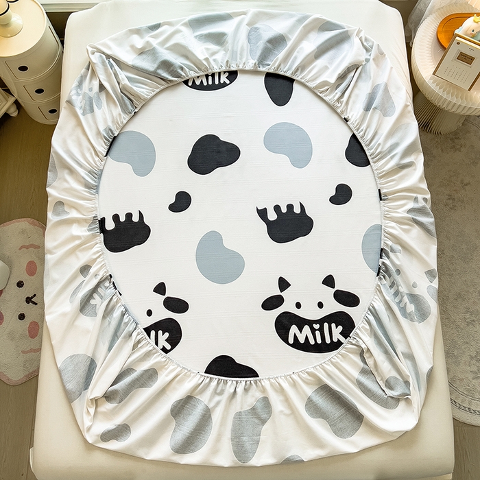 91家纺网 家纺一手货源 找家纺 芃成 2024新款老粗布床笠款 总1 快乐奶牛