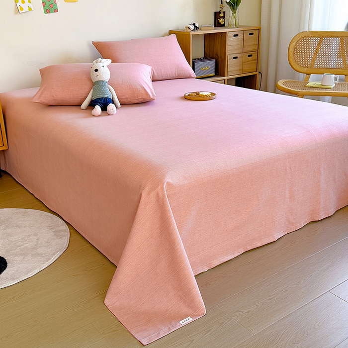 91家纺网 家纺一手货源 找家纺 芃成家纺 2024新款老粗布床单款 粉玉