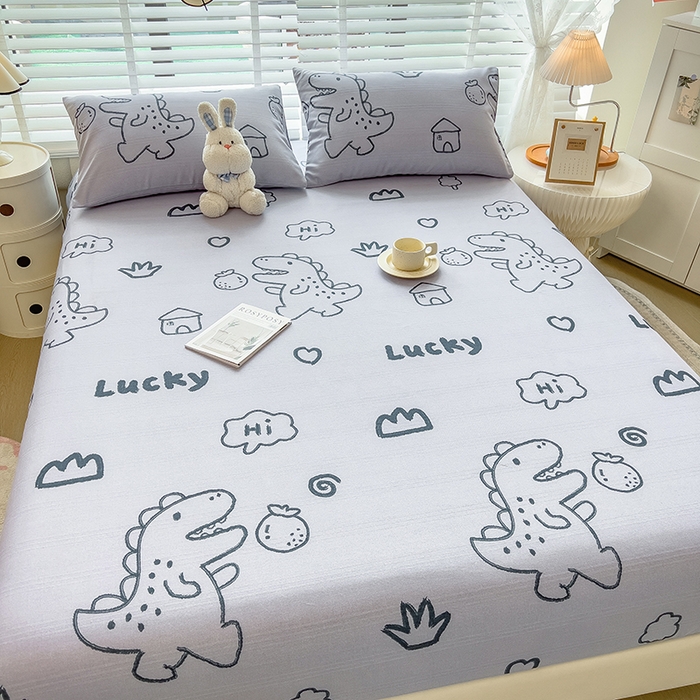 91家纺网 家纺一手货源 找家纺 芃成 2024新款老粗布床笠款 总1 恐龙卡卡