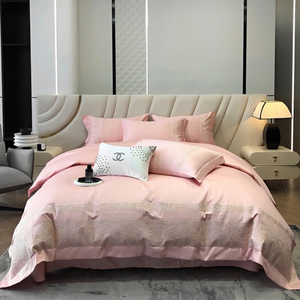 91家纺网 家纺一手货源 找家纺 博纳家纺 2024新款天丝棉水洗刺绣四件套-米菲尔 粉玉