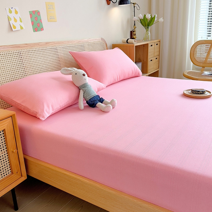 91家纺网 家纺一手货源 找家纺 芃成 2024新款老粗布床笠款 总2 少女粉