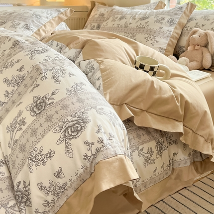 91家纺网 家纺一手货源 找家纺 （总）瑞莱 2025新款全棉印花宽边四件套