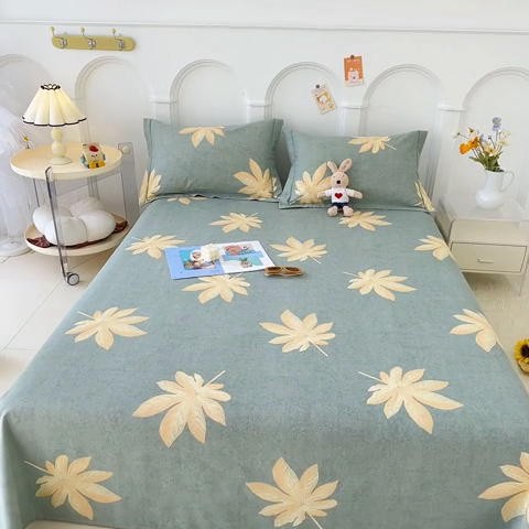 91家纺网 家纺一手货源 找家纺 卡普家居 2024新款全棉磨毛加厚四件套系列-单床单 枫叶絮