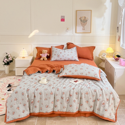 91家纺网 家纺一手货源 找家纺 （总）2024新款泡泡棉小缺角工艺夏被四件套