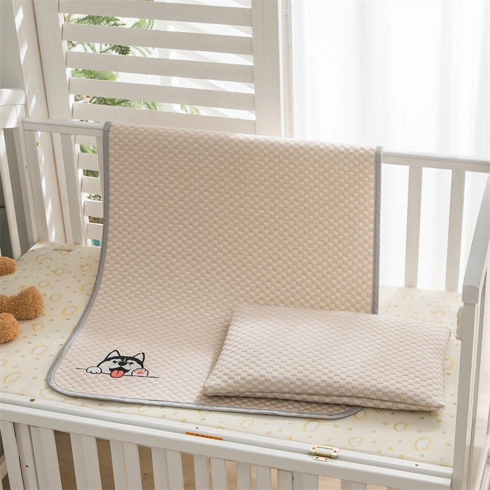 91家纺网 家纺一手货源 找家纺 宅部落 2024年新款凉感豆豆幼儿园幼婴儿儿童凉席 哈士奇-咖色