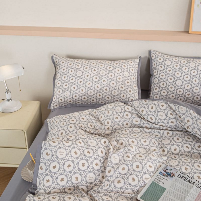 91家纺网 家纺一手货源 找家纺 优姿家纺 新款纯棉长绒棉小清新ins风印花四件套-系列二 莉娅