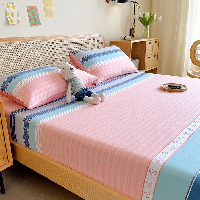 91家纺网 家纺一手货源 找家纺 芃成 2024新款老粗布床笠款 总2 怦然心动 桔