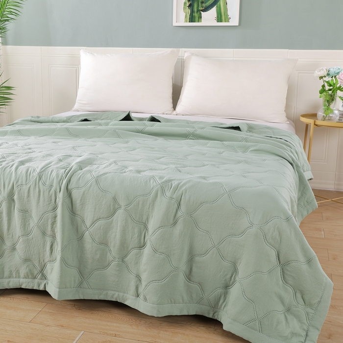 91家纺网 家纺一手货源 找家纺 水洗棉夏被夏凉被空调被超声波压花礼品直播供应链引流爆款 水洗棉-绿