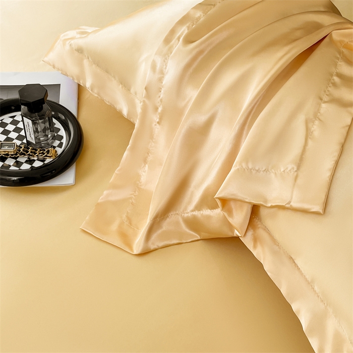 91家纺网 家纺一手货源 找家纺 梦舒羽 2025新款夏季可水洗冰丝四件套单品系列-冰丝枕套 金驼色