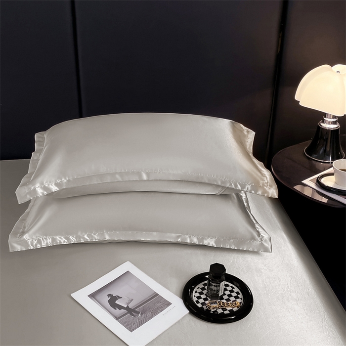 91家纺网 家纺一手货源 找家纺 梦舒羽 2025新款夏季可水洗冰丝四件套单品系列-冰丝枕套 典雅灰