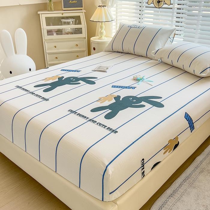 91家纺网 家纺一手货源 找家纺 芃成 2024新款老粗布床笠款 总1 宝贝兔