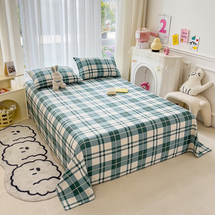 91家纺网 家纺一手货源 找家纺 芃成家纺 2024新款老粗布床单款 简约格调-绿