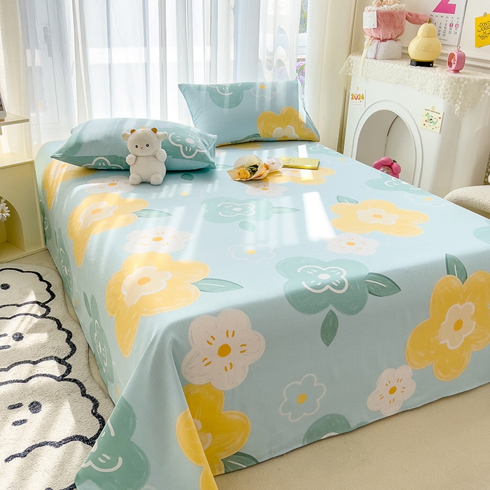 91家纺网 家纺一手货源 找家纺 芃成家纺 2024新款老粗布床单款 玛奇朵-蓝