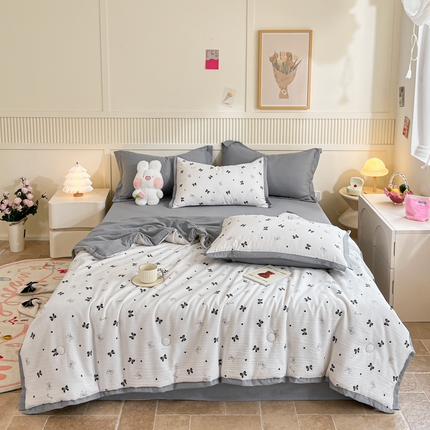 91家纺网 家纺一手货源 找家纺 （总）2024新款泡泡棉小缺角工艺夏被四件套