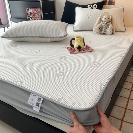 91家纺网 家纺一手货源 找家纺 HL原创 2024新款PE聚乙稀纤维-冰魔豆凉席 轻奢-灰（床笠款）