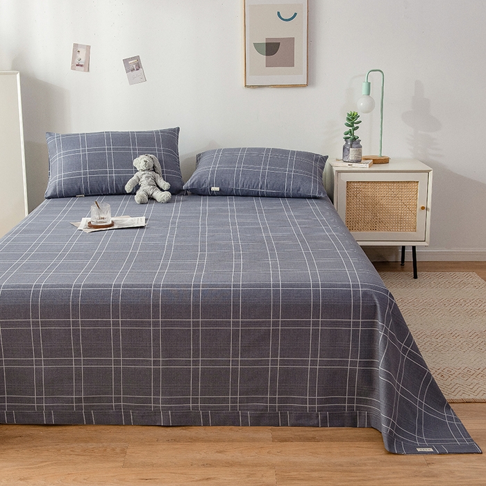 91家纺网 家纺一手货源 找家纺 芃成 2024新款老粗布床笠款 总1 格子控