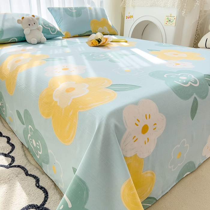 91家纺网 家纺一手货源 找家纺 芃成家纺 2024新款老粗布床单款 玛奇朵-蓝