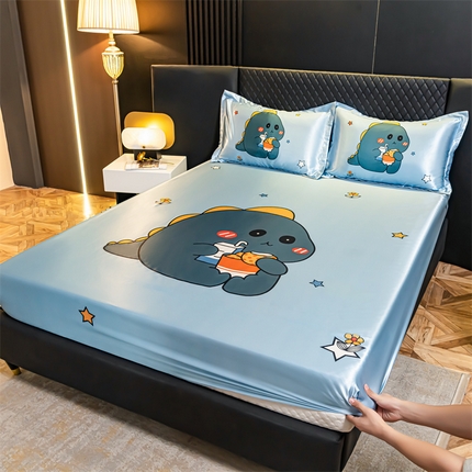 91家纺网 家纺一手货源 找家纺 （总）圣比熊 2025新款大版可水洗冰丝床笠宿舍床垫保护套三件套1