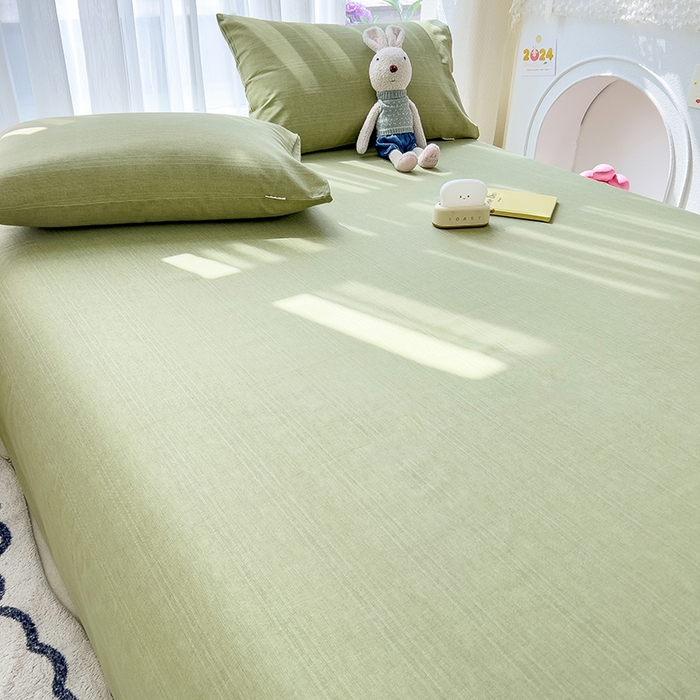 91家纺网 家纺一手货源 找家纺 芃成家纺 2024新款老粗布床单款 总2 牛油果绿