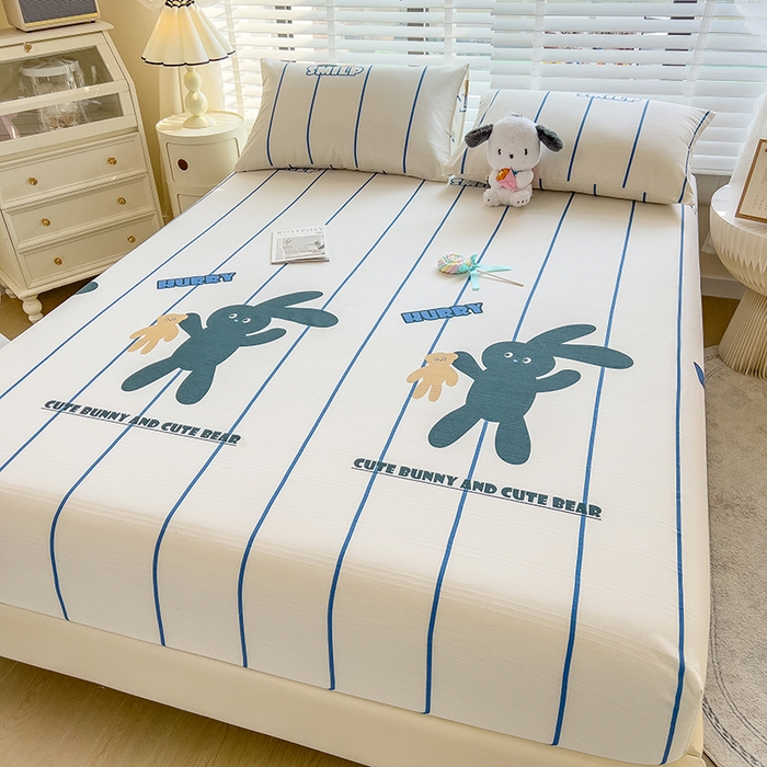 91家纺网 家纺一手货源 找家纺 芃成 2024新款老粗布床笠款 总1 宝贝兔