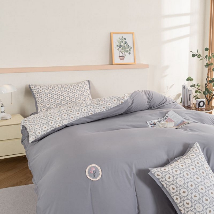 91家纺网 家纺一手货源 找家纺 优姿家纺 新款纯棉长绒棉小清新ins风印花四件套-系列二 莉娅