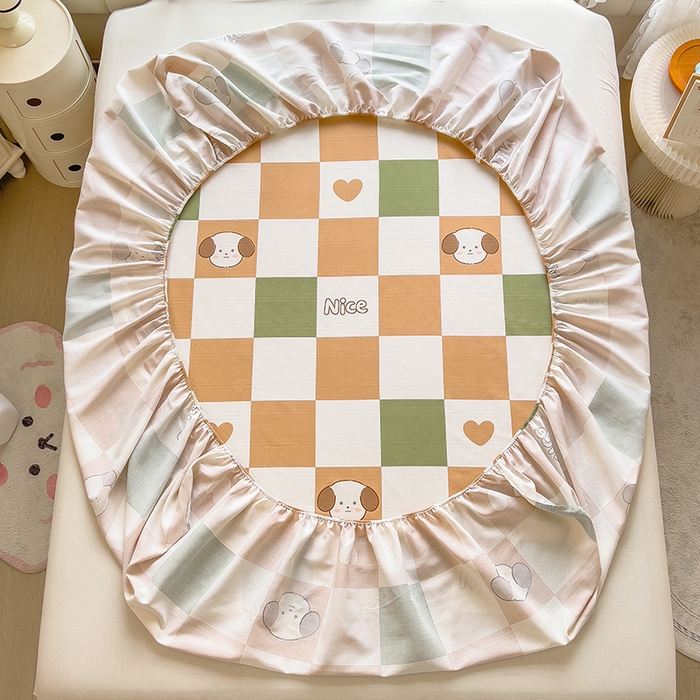 91家纺网 家纺一手货源 找家纺 芃成 2024新款老粗布床笠款 总1 格子狗