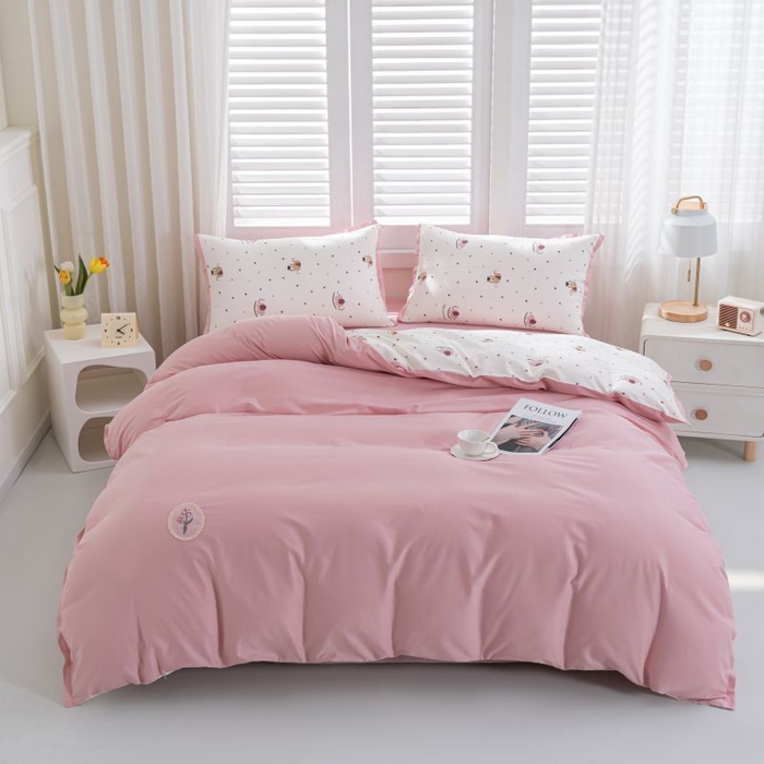 91家纺网 家纺一手货源 找家纺 优姿家纺 新款纯棉长绒棉小清新ins风印花四件套-系列一 象北鼻