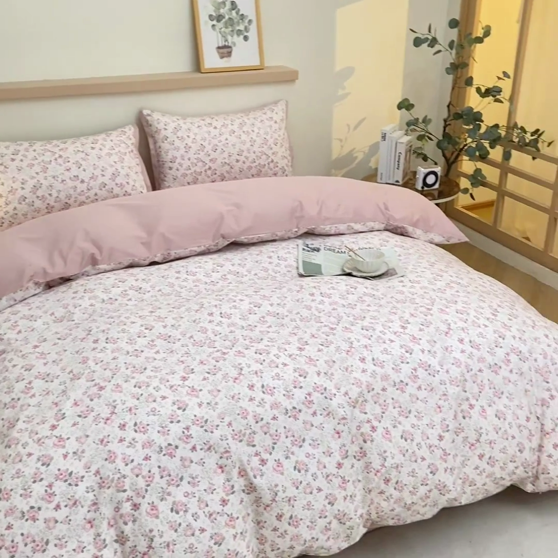 91家纺网 家纺一手货源 找家纺 （总）优姿家纺 新款纯棉长绒棉小清新ins风印花四件套-系列二