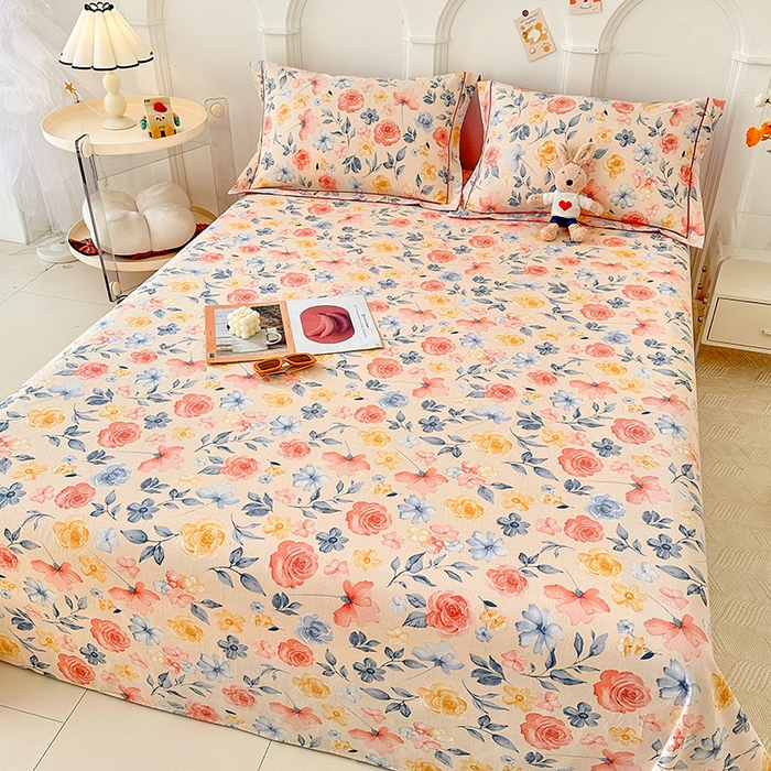 91家纺网 家纺一手货源 找家纺 卡普家居 2024新款全棉磨毛加厚四件套系列-单床单 花香四溢