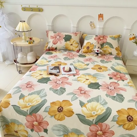 91家纺网 家纺一手货源 找家纺 卡普家居 2024新款全棉磨毛加厚四件套系列-单床单 梦若菲