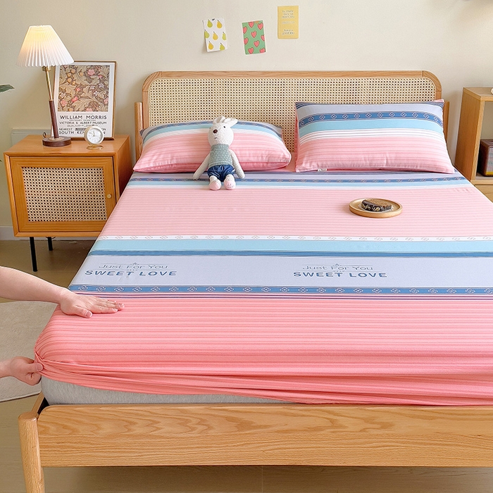 91家纺网 家纺一手货源 找家纺 芃成 2024新款老粗布床笠款 总2 怦然心动 桔