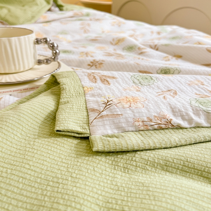 91家纺网 家纺一手货源 找家纺 2024新款泡泡棉小缺角工艺夏被四件套 艾瑞