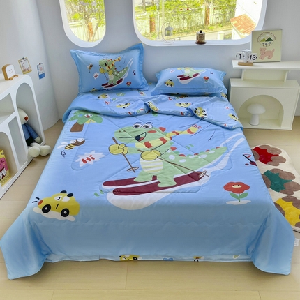 91家纺网 家纺一手货源 找家纺 （总）宝薇 2025新款数码印花卡通大版60支有氧水洗真丝夏被夏被      