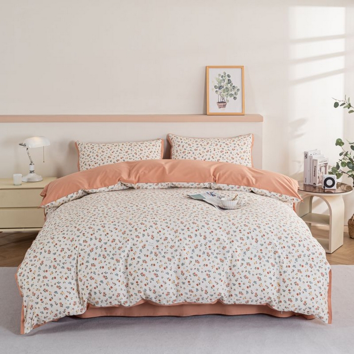 91家纺网 家纺一手货源 找家纺 优姿家纺 新款纯棉长绒棉小清新ins风印花四件套-系列二 花朝月夕