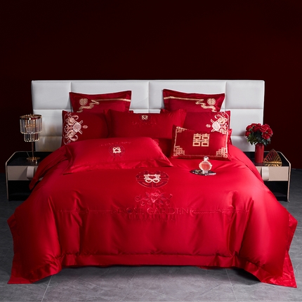 千禧2024婚庆系列AB版磨毛绣花套件 浪漫满屋