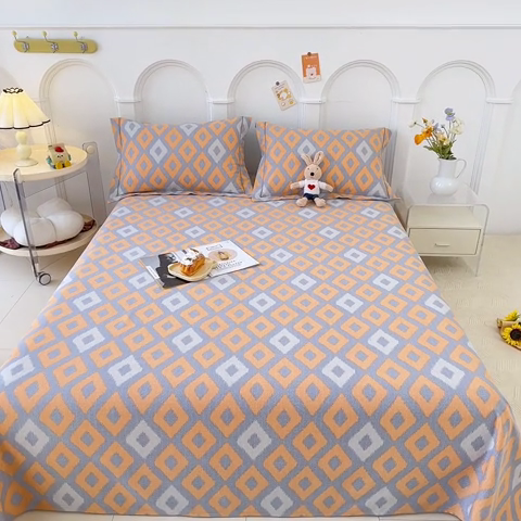 91家纺网 家纺一手货源 找家纺 卡普家居 2024新款全棉磨毛加厚四件套系列-单床单 伊格