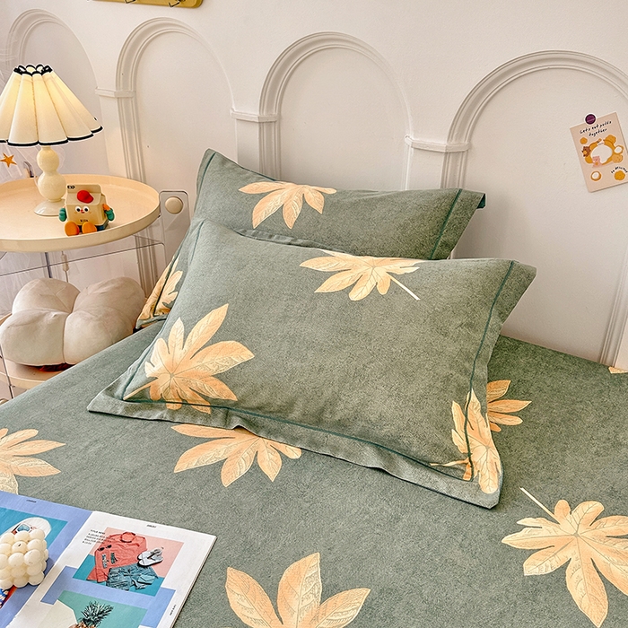 91家纺网 家纺一手货源 找家纺 卡普家居 2024新款全棉磨毛加厚四件套系列-单床单 枫叶絮