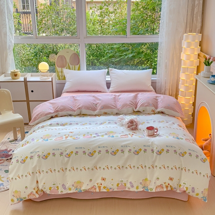 91家纺网 家纺一手货源 找家纺 （总）金鑫汇家纺 2024新款全棉纯棉卡通印花四件套单品系列-单被套