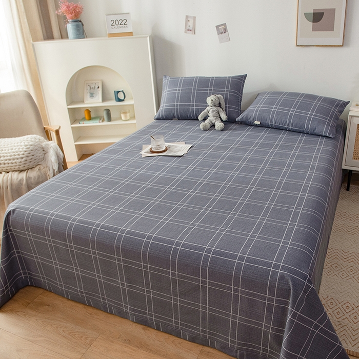 91家纺网 家纺一手货源 找家纺 芃成 2024新款老粗布床笠款 总1 格子控