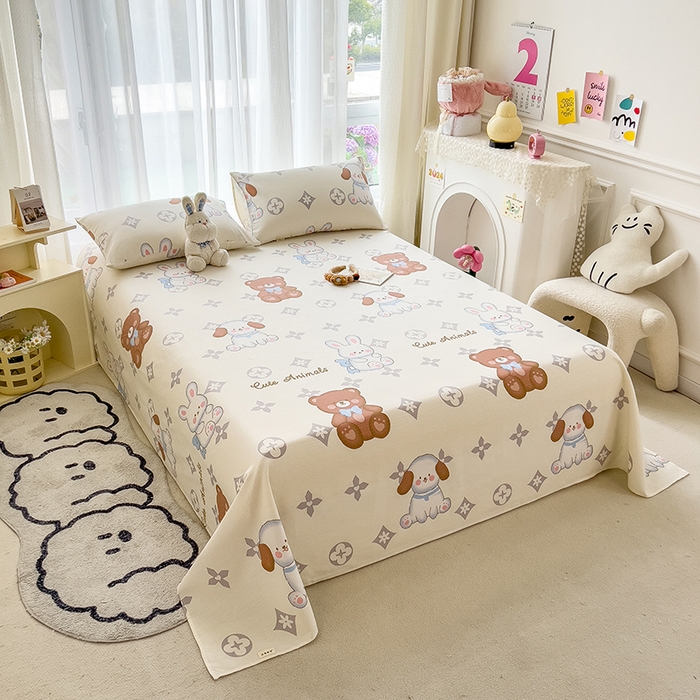 91家纺网 家纺一手货源 找家纺 芃成家纺 2024新款老粗布床单款 总2 萌宠乐园