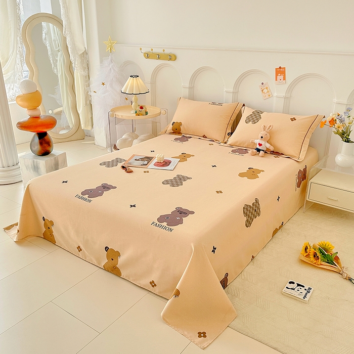 91家纺网 家纺一手货源 找家纺 卡普家居 2024新款全棉磨毛加厚四件套系列-单床单 欧尼熊