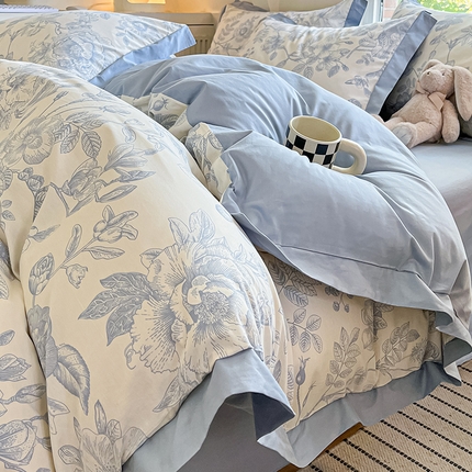 91家纺网 家纺一手货源 找家纺 （总）瑞莱 2025新款全棉印花宽边四件套