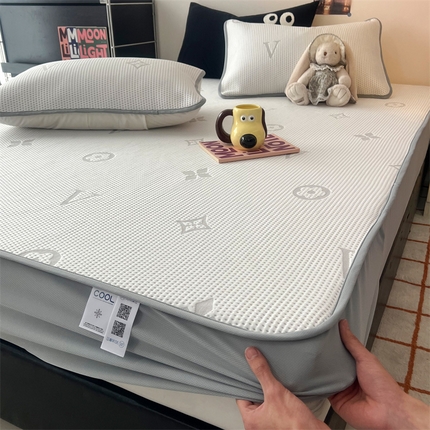 HL原创 2024新款PE聚乙稀纤维-冰魔豆凉席 轻奢-灰（床笠款）