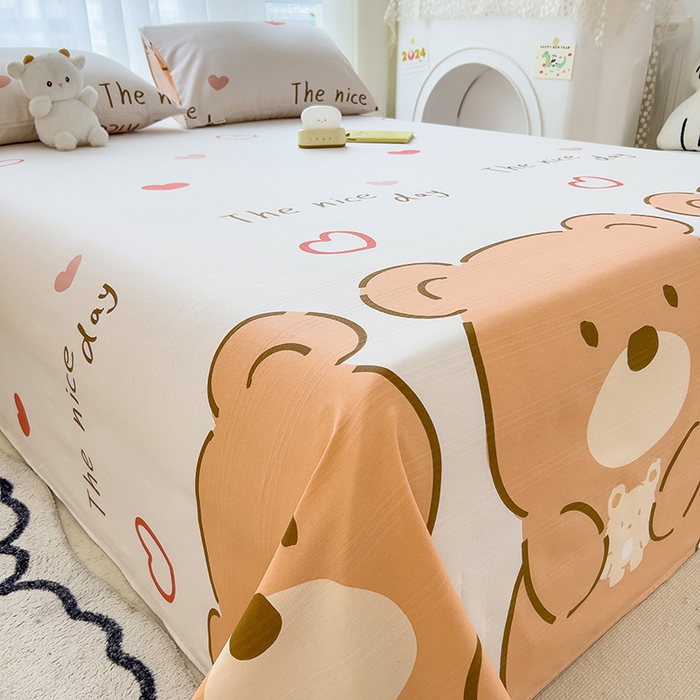 91家纺网 家纺一手货源 找家纺 芃成家纺 2024新款老粗布床单款 总2 暖心小熊