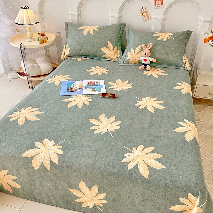 91家纺网 家纺一手货源 找家纺 卡普家居 2024新款全棉磨毛加厚四件套系列-单床单 枫叶絮