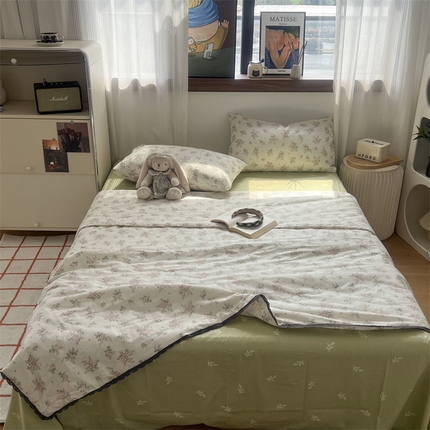 91家纺网 家纺一手货源 找家纺 HL原创 2024新款全棉法式大豆被夏被 XB-可可花园